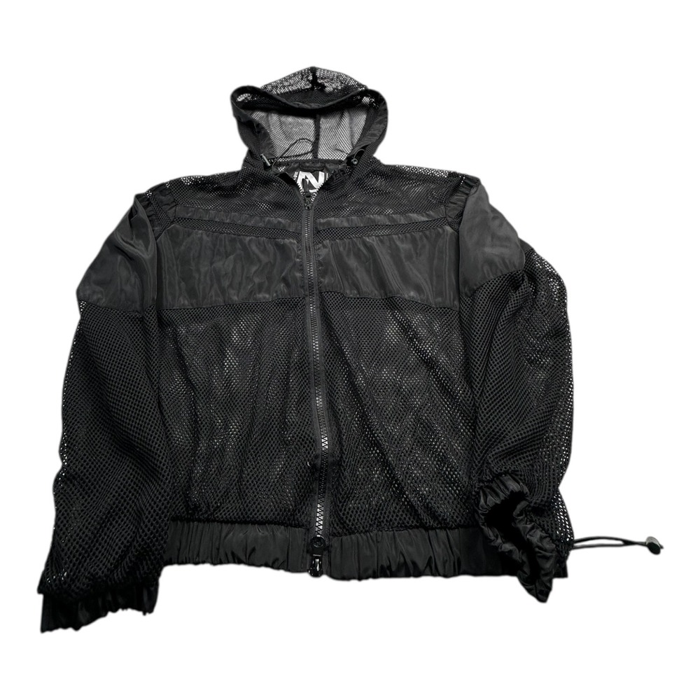 New Look Sport Black Mesh‎ Full Zip Hooded Jacket Lightweight Athleisure Size S